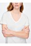 Women's V-Neck Cotton White T-Shirt - 3