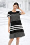 Women's Midi Length Double Pocket Striped Crew Neck Dress - 5