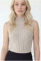 High Collar Zero Sleeve Raised Knitwear Blouse