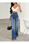 Women's High Waist Spanish Flare Jeans - Blue - 4