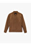 Long Sleeve Stand Collar Pocket Zipper Slim Fit Brown Faux Suede Bomber Jacket - 3