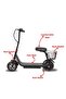 Kids Electric Scooter with Seat - Foldable, LCD Display & Front Basket - Adjustable Height (Black) - 2