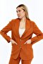 Women's Cinnamon Bone Buttoned Blazer Jacket - 3