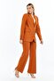 Women's Cinnamon Bone Buttoned Blazer Jacket - 7