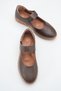 Halivaria Brown Leather Women's Genuine Ballerina Model Banded Orthopedic Sole Casual Shoes - 2