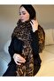 Leopard Pattern Shoulder Shawl - Dark Brown - 5