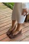 Brown Suede (Willy) Gold Buckle Detail Women's Ballerinas - 3