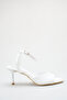 Women's Heeled Sandals White Patent Leather Pointed Toe Ankle Strap - Stylish Comfortable for Office and Evening - 3