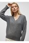 Women's V-Neck Lace Detailed Embroidered Knit Sweater 8716 - 5