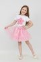 Girl's Pink Daisy T-Shirt Pink Elastic Waist Ruffle Skirt Set April 23 Show Outfits - 3