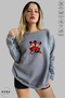 Unisex Minnie Mickey Printed Crew Neck Hoodless Oversized 100% Cotton Combed Cotton Sweatshirt