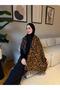Leopard Pattern Shoulder Shawl - Dark Brown