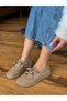 Beige Suede (Shake) Women's Loafer with Beaded Detail - 4