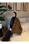 Leopard Pattern Shoulder Shawl - Dark Brown - 2