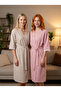 New Season Beige Pitikare Woven Special Design Tie-Up Dressing Gown - 3