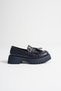 Dark Blue Tasseled Women's Stylish Loafer Shoes - 4