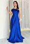 Women's Thin Strap Floral Detailed Evening Dress Red, Cobalt Blue, Navy Blue, Black - 6