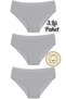 3-Pack 100% Cotton Hearted High Waist Bato Women's Gray Panties Ozten3-100
