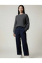 Anthracite Crew Neck Oversize Women's Knitwear Sweater - 3