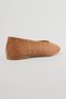 Women's Suede Ballerinas with Square Toe and Staple Detail, Casual Talia Camel - 5