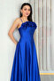 Women's Thin Strap Floral Detailed Evening Dress Red, Cobalt Blue, Navy Blue, Black - 4