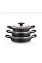 Ferro plus 18+20+22 cm granite cookware set with glass lids - 6 piece, non-stick, heat resistant, interior & exterior