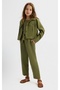 Li̇mi̇ Girl's Soft Texture Tensel Fabric Bustier Shirt Jacket Loose Pants 3-Piece Set