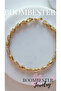 Gold Color Drop Shape Stone Embellished Premium Metal Bracelet - 3