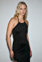 Majara Women's Black Dress with Flexible Fabric Straps and Asymmetrical Hem - 4