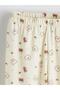 Ecru Crew Neck Printed Girls' Pajama Set (S6) - 6