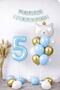 5 Year Old Cat Themed Birthday Balloon Set – Blue Gold Concept