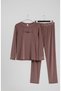 Women's Large Size French Velvet Round Neck Long Sleeve Printed Pajama Set - 7
