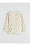 Ecru Crew Neck Printed Girls' Pajama Set (S6) - 4