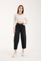 Black Spray Painted Straight Legged Jean Baggy High Waist Belt Detailed Women's Jeans 2026 Design