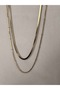 2-Piece Steel Shiny Gold Color Necklace