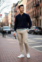 Polo Collar Knit T-Shirt and Jeans 2-Piece Outfit - 3