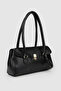 Monca Women's Gold Buckle Detailed Lockable Daily Shoulder Bag - 2