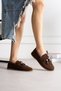Women's Brown Suede Tasseled Beaded Loafer Shoes - Comfortable Moccasin Ballerina Ansel - 3