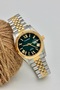 Stainless Steel, Water Resistant, Yellow White Color Cord, Green Dial Women's Wristwatch - 2