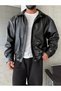 New season vintage men's Oversized black leather jacket