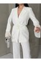 Women's Floral Accessory Detailed Chiffon Sleeve Suit