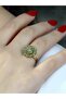 Natural Stone Green Agate Round Natural Stone Antique Model Women's Adjustable Ring Euy92Ya