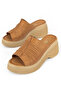 , Women's Genuine Leather Heeled Slippers 161992Z64023 Tan - 5