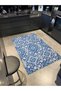 White Blue Round Lozenge Decorative Washable Carpet Miravip8978 - 2