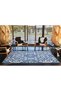 White Blue Round Lozenge Decorative Washable Carpet Miravip8978 - 3