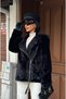 New Season Women's Zr Leather Suede Beige Coat with Belt Detail