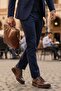 Enoch Brown Genuine Leather Classic Shoes with Patterned Side Panels and High Soles - 2