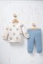Rocha Baby Bow Tie Teddy Bear Printed 2-Piece Set - Cotton Sweatshirt and Jogger Pants Set - 4