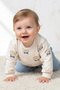 Rocha Baby Bow Tie Teddy Bear Printed 2-Piece Set - Cotton Sweatshirt and Jogger Pants Set - 9