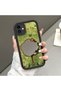 Compatible with iPhone 11, Vintage Fan Pattern Mirrored Silicone Phone Case.